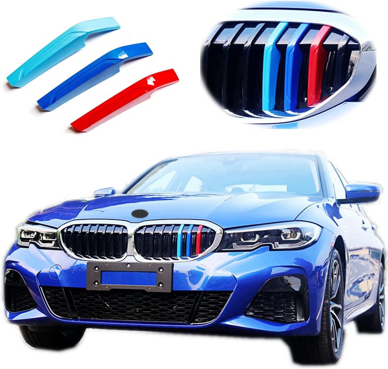 Goodream Tricolored Grille Insert Trims Compatible with BMW G20 3 Series 2019 2020 2021 2022 Sedan 330i 330e Accessories for w/Standard Kidney Grille (8 Beams) - Image 1